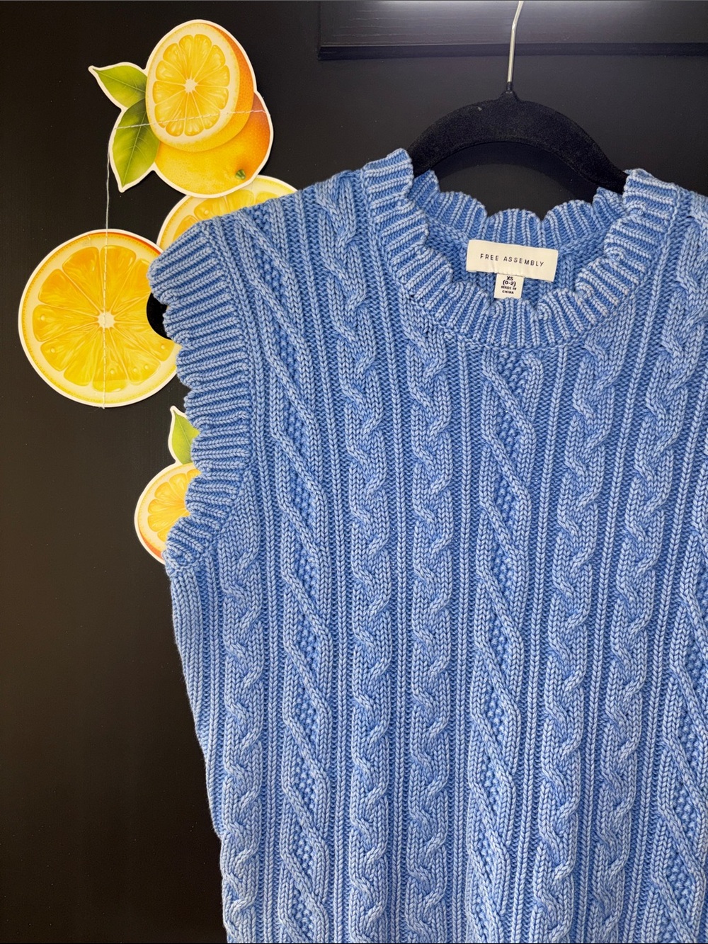 Free Assembly Blue Cable Knit Sleeveless Sweater Vest NWT